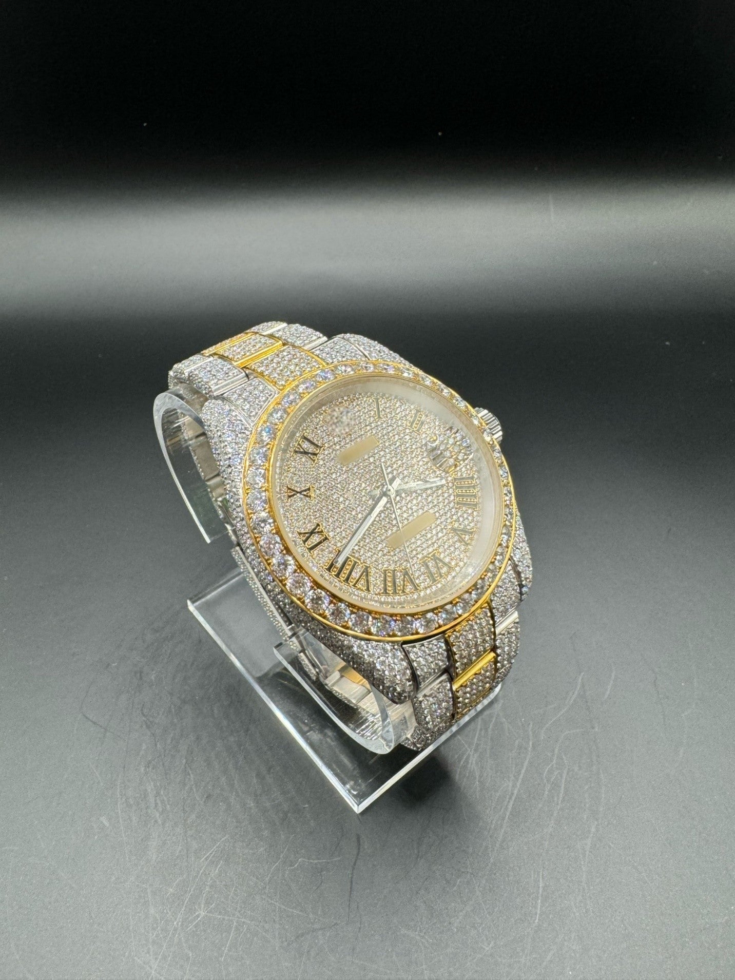 Two-Tone Yellow Moissanite Watch with Oyster Bracelet (41mm)