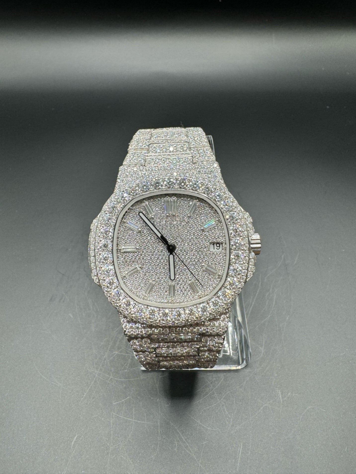 Moissanite Watch with Baguette Dial (41mm)