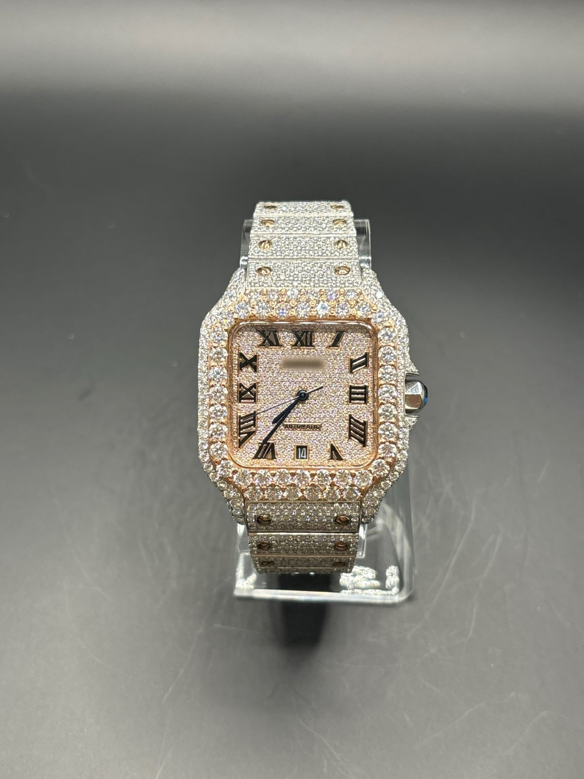 Cartier Santos Moissanite watch Only True VVS Moissanite Diamonds Custom Made Swiss ETA  main image 4