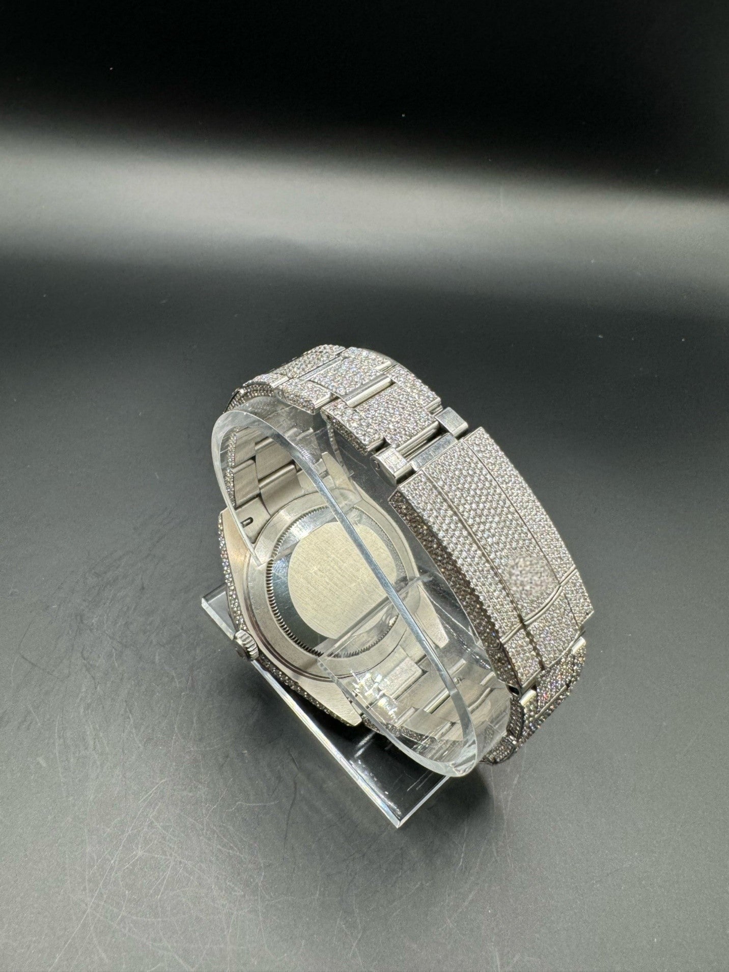 Moissanite Watch with Oyster Bracelet and Arabic Dial (41mm)