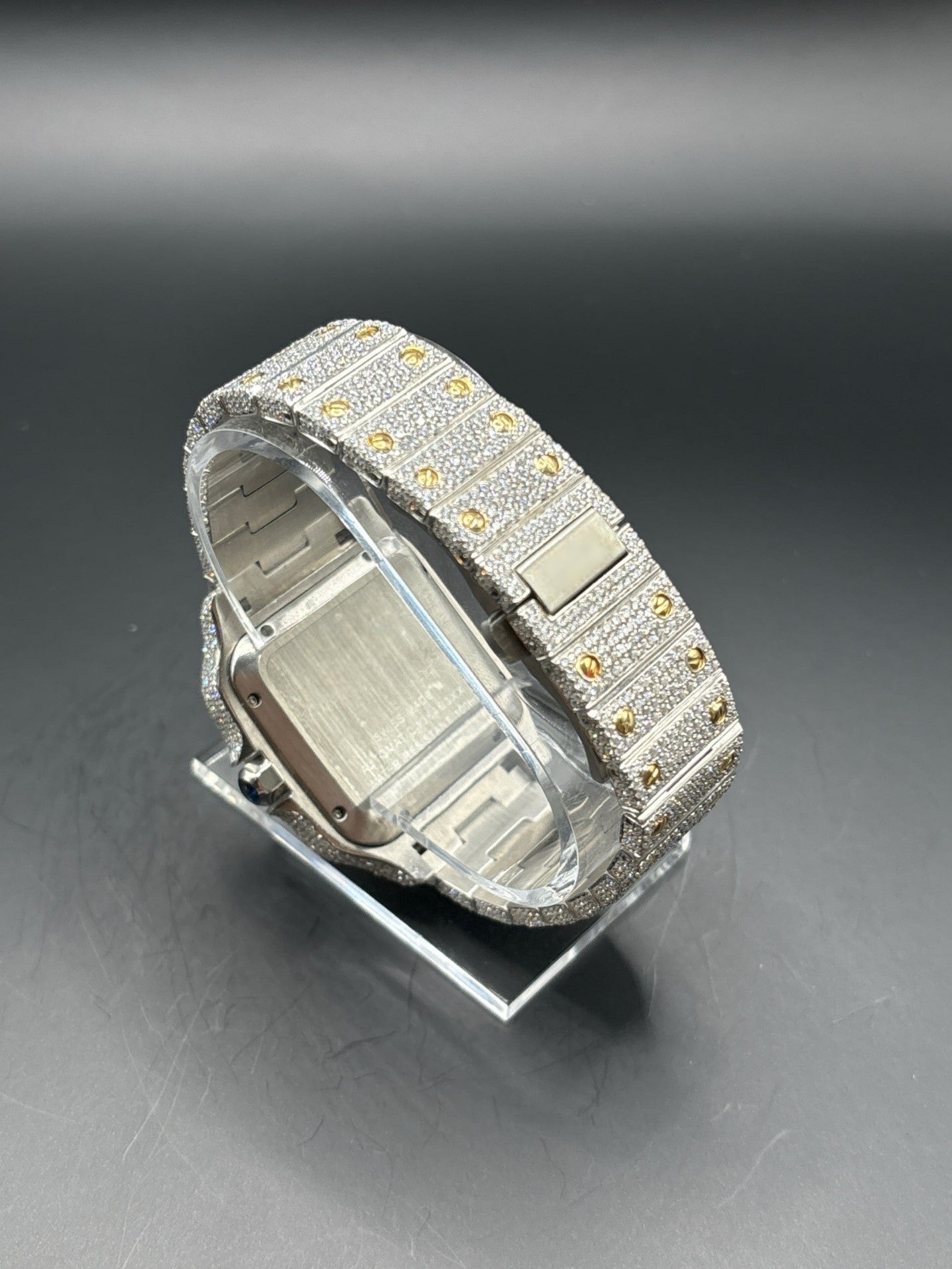 Two-Tone Yellow Square Moissanite Watch (40mm)