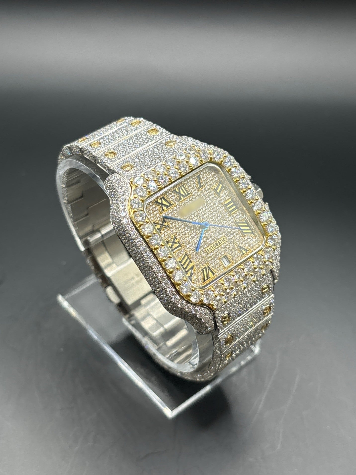 Two-Tone Yellow Square Moissanite Watch (40mm)