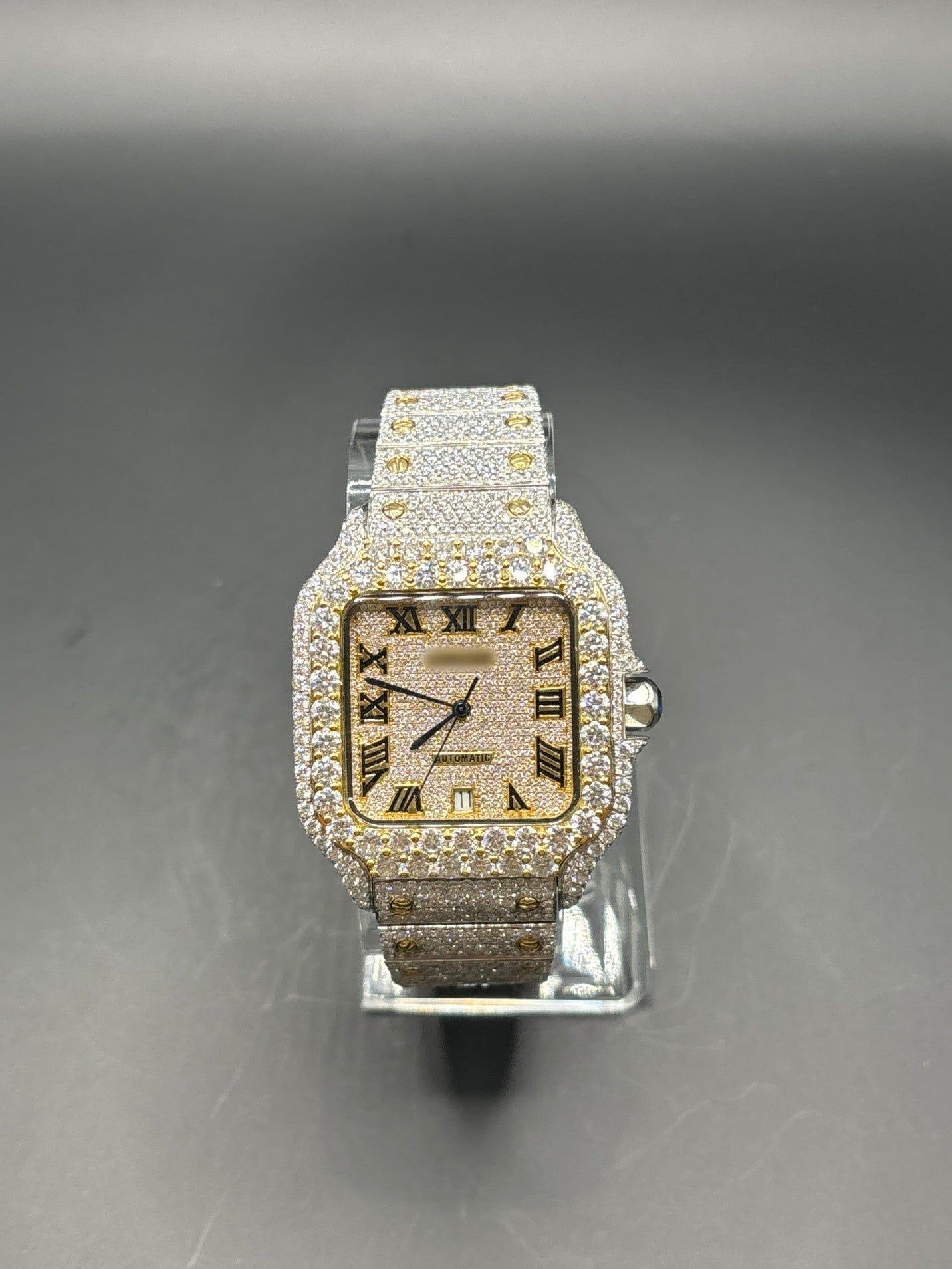 Two-Tone Yellow Square Moissanite Watch (40mm)