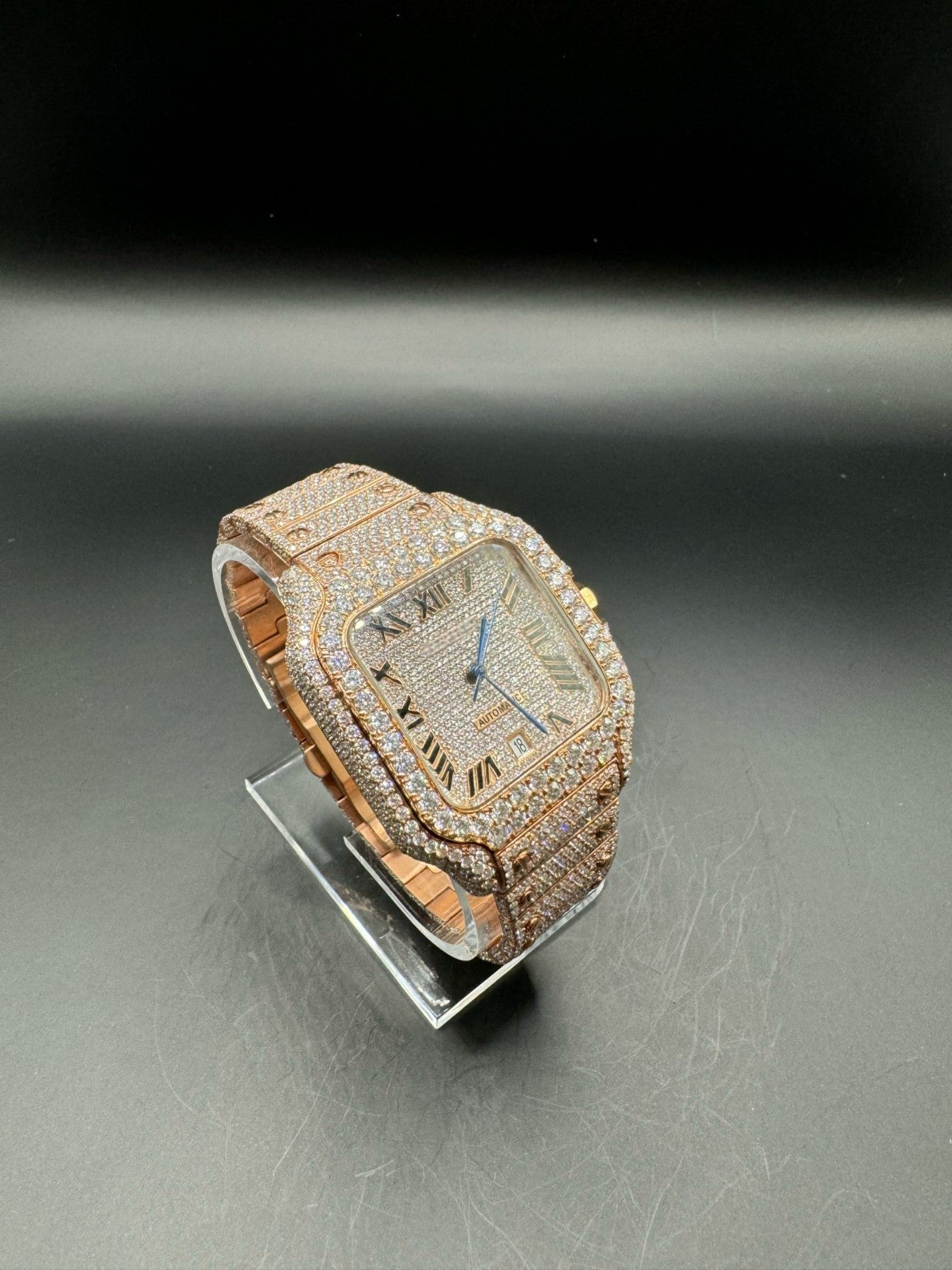 Full Rose Square Moissanite Watch (40mm)